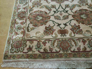 4x12 Vintage Oriental Runner Rug Hand Knotted Indian Agra Wool Tea Washed Beige