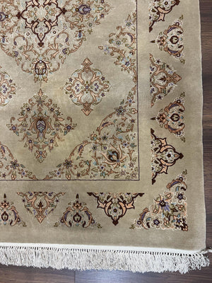Very Fine Persian Isfahan Rug 3x5 ft with Signature, Kork Wool on Silk Foundation, Gray-Taupe Vintage Hand Knotted Oriental Carpet, 60 Raj 460 KPSI