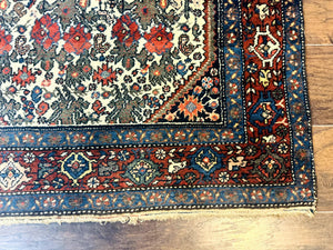 Persian Tribal Rug 3x5, Antique Persian Carpet, Floral Roses, Handmade, Persian Zanjan Rug