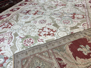 Large Egyptian Oushak Rug 12x21, Wool Handmade Vintage Carpet, Allover Pattern, Oversized 12 x 21 ft Traditional Rug