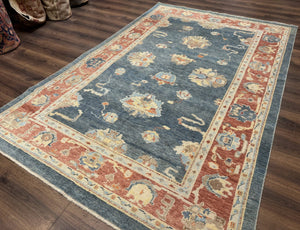 Turkish Oushak Rug 6x9, Sultanabad Carpet, Medium Size Oriental Rug