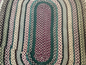 Large Oval American Braided Rug 10x12, Multicolor Vintage Braided Carpet