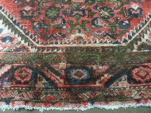 5' 6" X 10' Antique Handmade India Floral Oriental Wool Rug Veg Dyes Red Nice