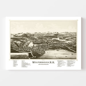 Vintage Map of Wolfeborough, New Hampshire 1889