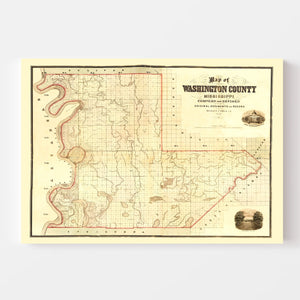 Vintage Map of Washington County, Mississippi 1871
