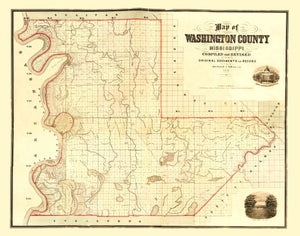 Vintage Map of Washington County, Mississippi 1871