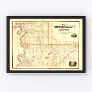 Vintage Map of Washington County, Mississippi 1871