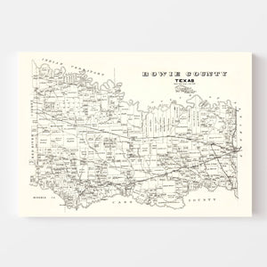 Vintage Map of Bowie County, Texas 1894