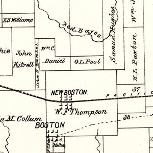 Vintage Map of Bowie County, Texas 1894