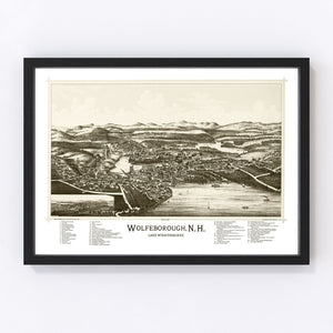 Vintage Map of Wolfeborough, New Hampshire 1889