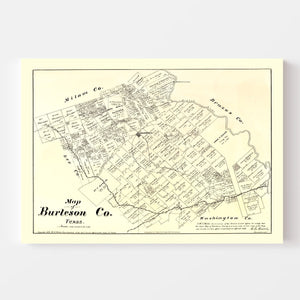 Vintage Map of Burleson County, Texas 1879