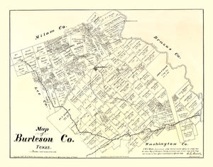 Vintage Map of Burleson County, Texas 1879