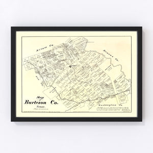 Vintage Map of Burleson County, Texas 1879