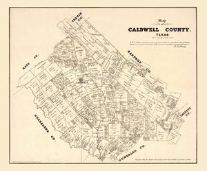 Vintage Map of Caldwell County, Texas 1880