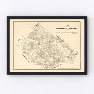 Vintage Map of Caldwell County, Texas 1880