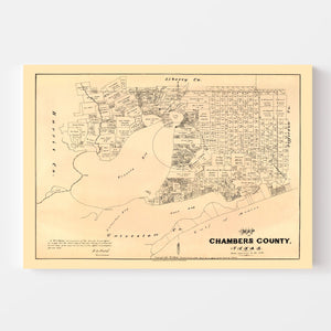Vintage Map of Chambers County, Texas 1879