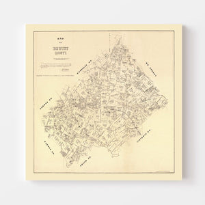 Vintage Map of De Witt County, Texas 1881