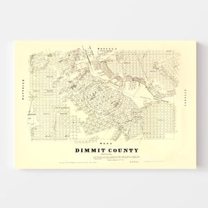 Vintage Map of Dimmit County, Texas 1879