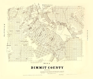 Vintage Map of Dimmit County, Texas 1879