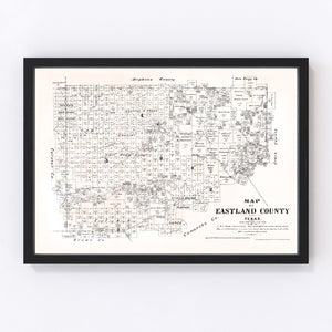 Vintage Map of Eastland County, Texas 1879