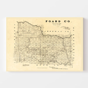 Vintage Map of Foard County, Texas 1891