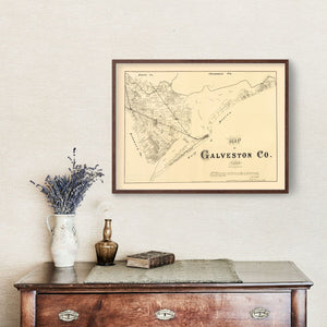 Vintage Map of Galveston County, Texas 1879