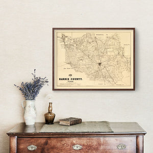 Vintage Map of Harris County, Texas 1879