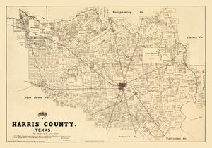 Vintage Map of Harris County, Texas 1879