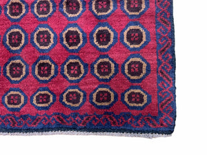 3'X 4'8" Vintage Handmade Tribal Wool Rug Balouchi Rug Afghan Rug Red Beige Blue