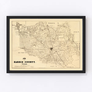 Vintage Map of Harris County, Texas 1879
