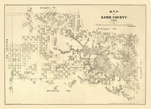Vintage Map of Kerr County, Texas 1879