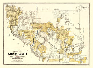 Vintage Map of Kinney County, Texas 1884
