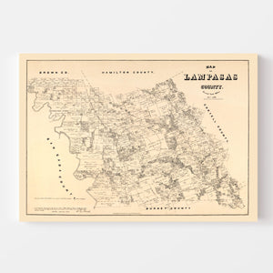 Vintage Map of Lampasas County, Texas 1879