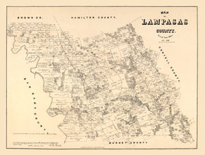 Vintage Map of Lampasas County, Texas 1879