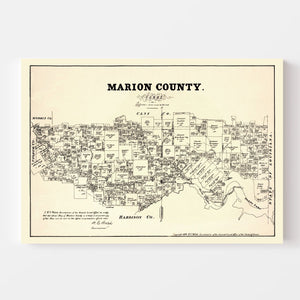 Vintage Map of Marion County, Texas 1879