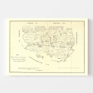 Vintage Map of Orange County, Texas 1880