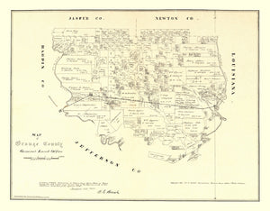 Vintage Map of Orange County, Texas 1880