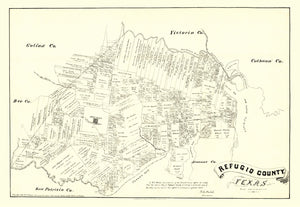 Vintage Map of Refugio County, Texas 1879