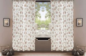 DaDa Bedding Set of 2-Pieces Hint of Mint Dainty Floral Pink Roses Cottage Sheer Window Panel Curtains (JHW3036)