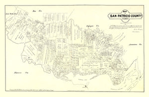 Vintage Map of San Patricio County, Texas 1879