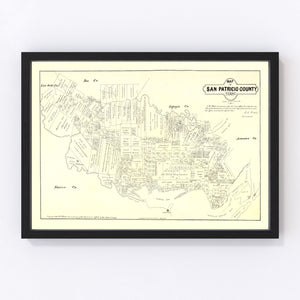 Vintage Map of San Patricio County, Texas 1879