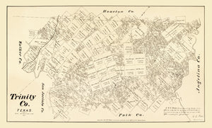 Vintage Map of Trinity County, Texas 1879