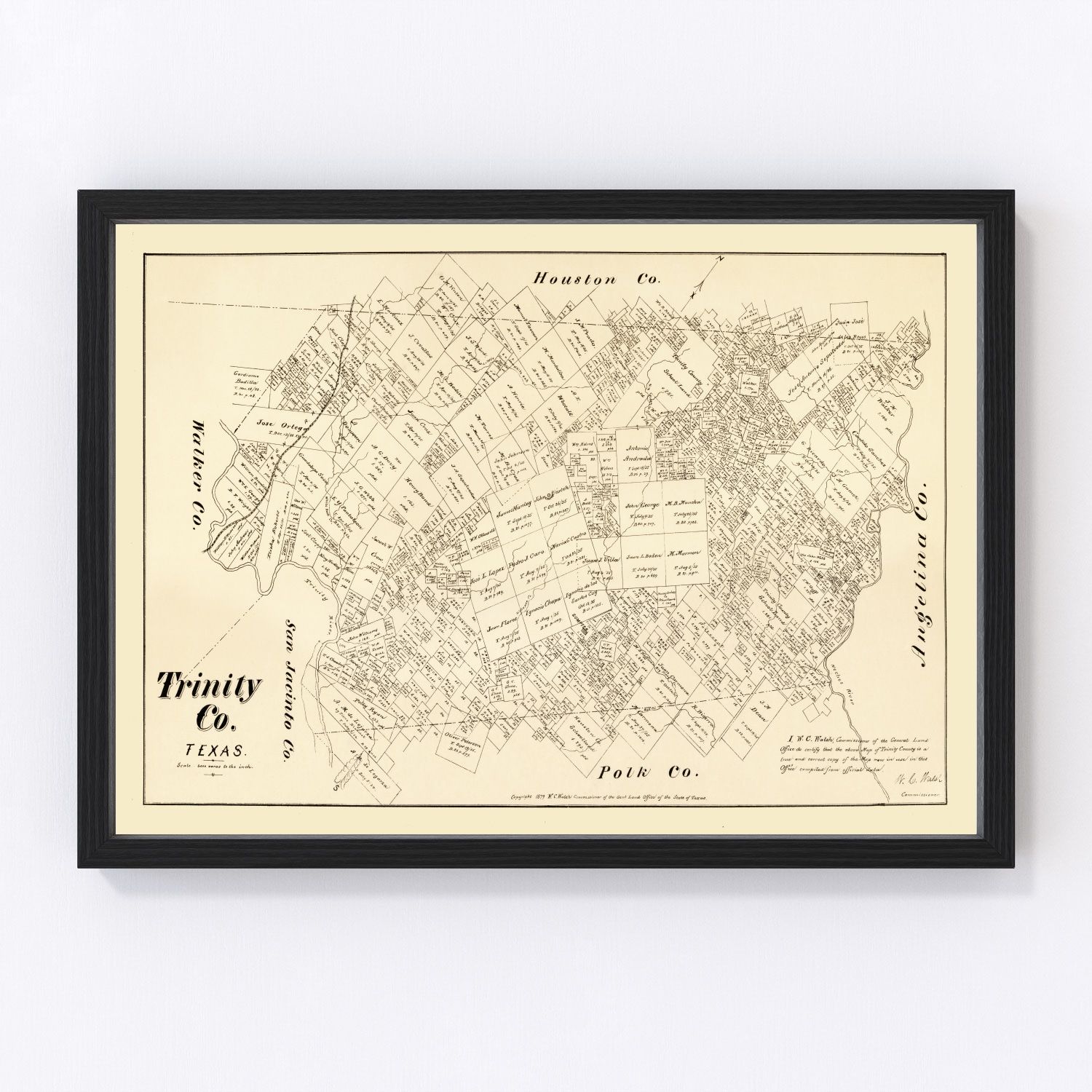 Vintage Map of Trinity County, Texas 1879