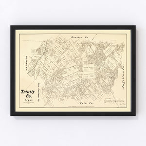 Vintage Map of Trinity County, Texas 1879