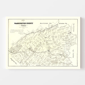 Vintage Map of Washington County, Texas 1879