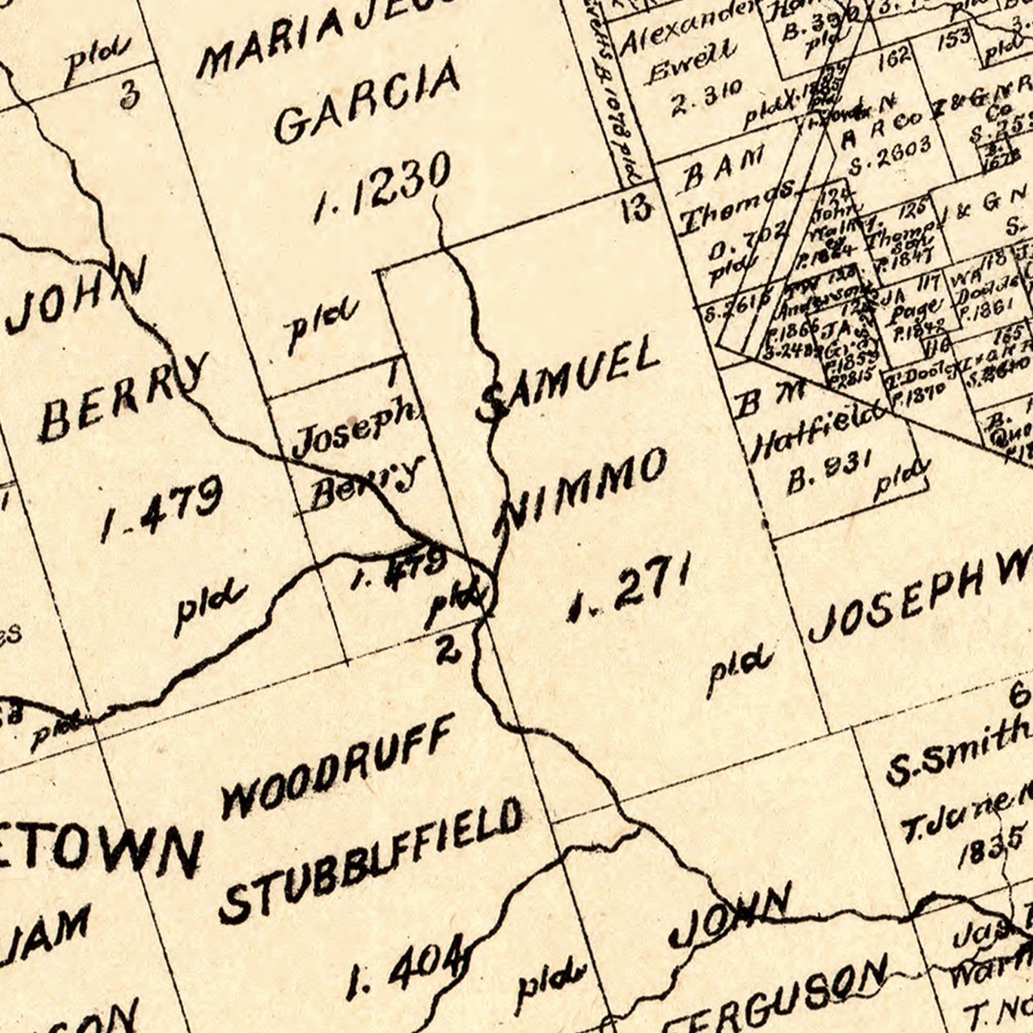 Vintage Map of Williamson County, Texas 1880