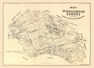 Vintage Map of Williamson County, Texas 1880