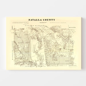 Vintage Map of Zavalla County, Texas 1879