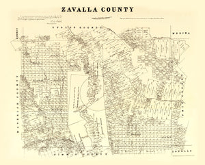Vintage Map of Zavalla County, Texas 1879
