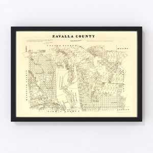 Vintage Map of Zavalla County, Texas 1879